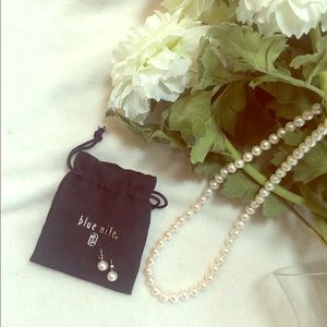 Blue Nile 14k white gold pearl studs and necklace